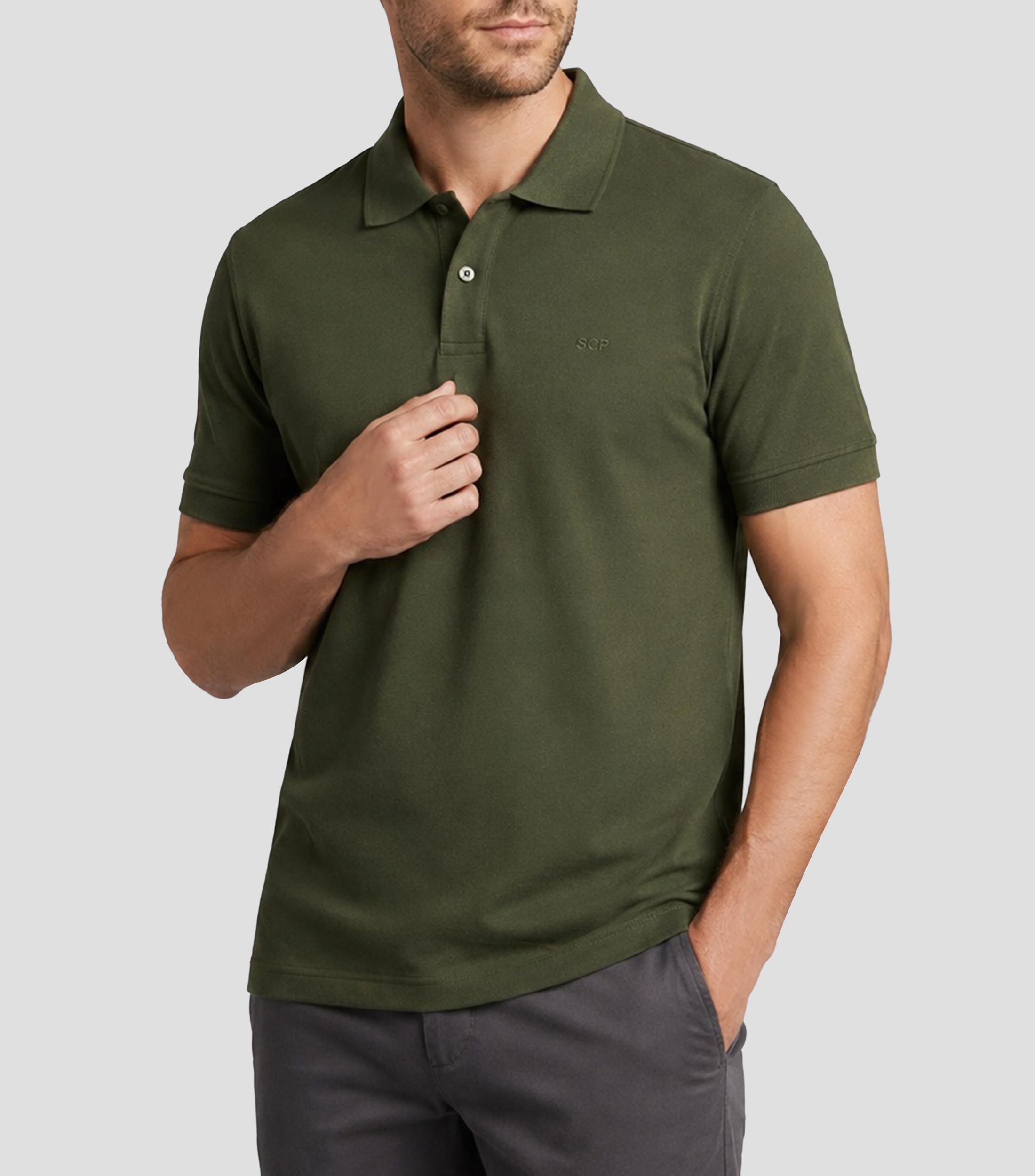 Playera tipo polo manga corta lisa Hombre